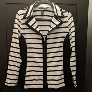 Striped Zipper Blazer